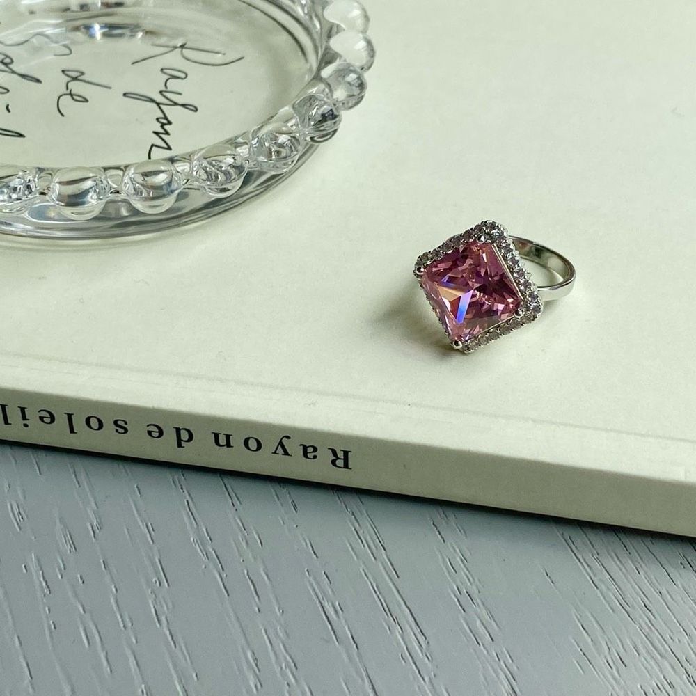 Pink Diamond CZ Statement Engagement Promise Ring